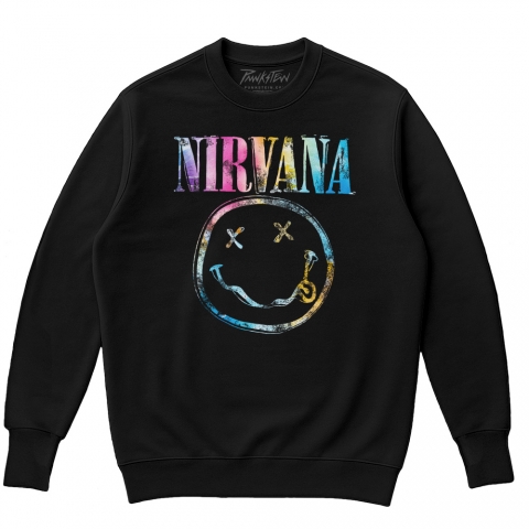 Blusa de moletom Oversized flanelado Nirvana 4 Tie Dye DTF