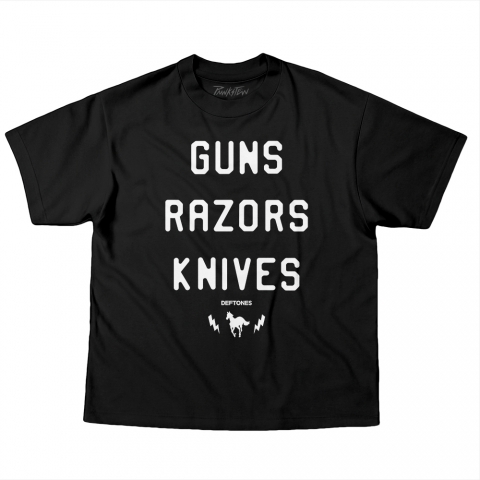 Camiseta OVERSIZED 220g Deftones 8 Guns Razors Knives