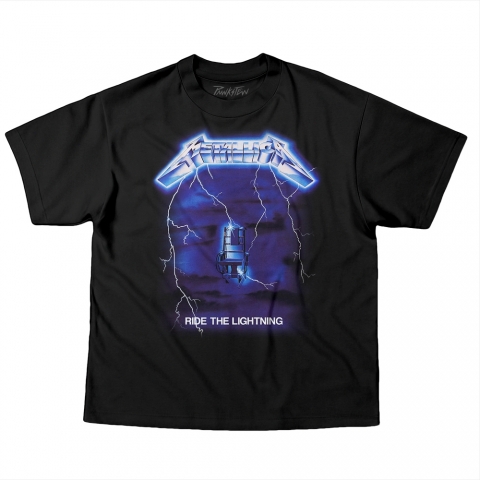 Camiseta OVERSIZED 220g Metallica 7 Ride the Lightning - Preta - GG