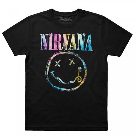 Camiseta Nirvana 4 Tie Dye DTF - Preta - G