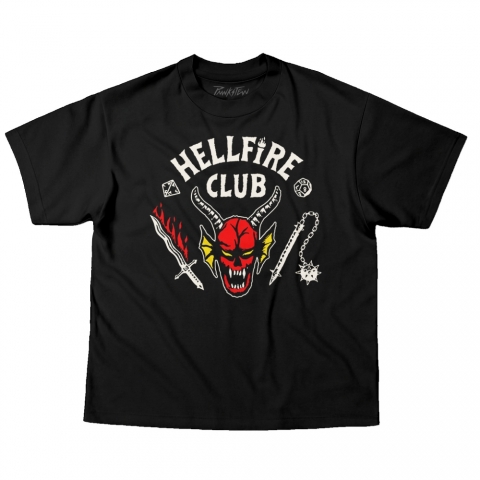Camiseta OVERSIZED 220g - Stranger Things Hellfire Club - Preta- GG